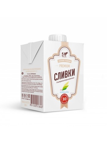 Сливки ультрапаст. 10% 500г*12 ТБА-Сквер Милкавита